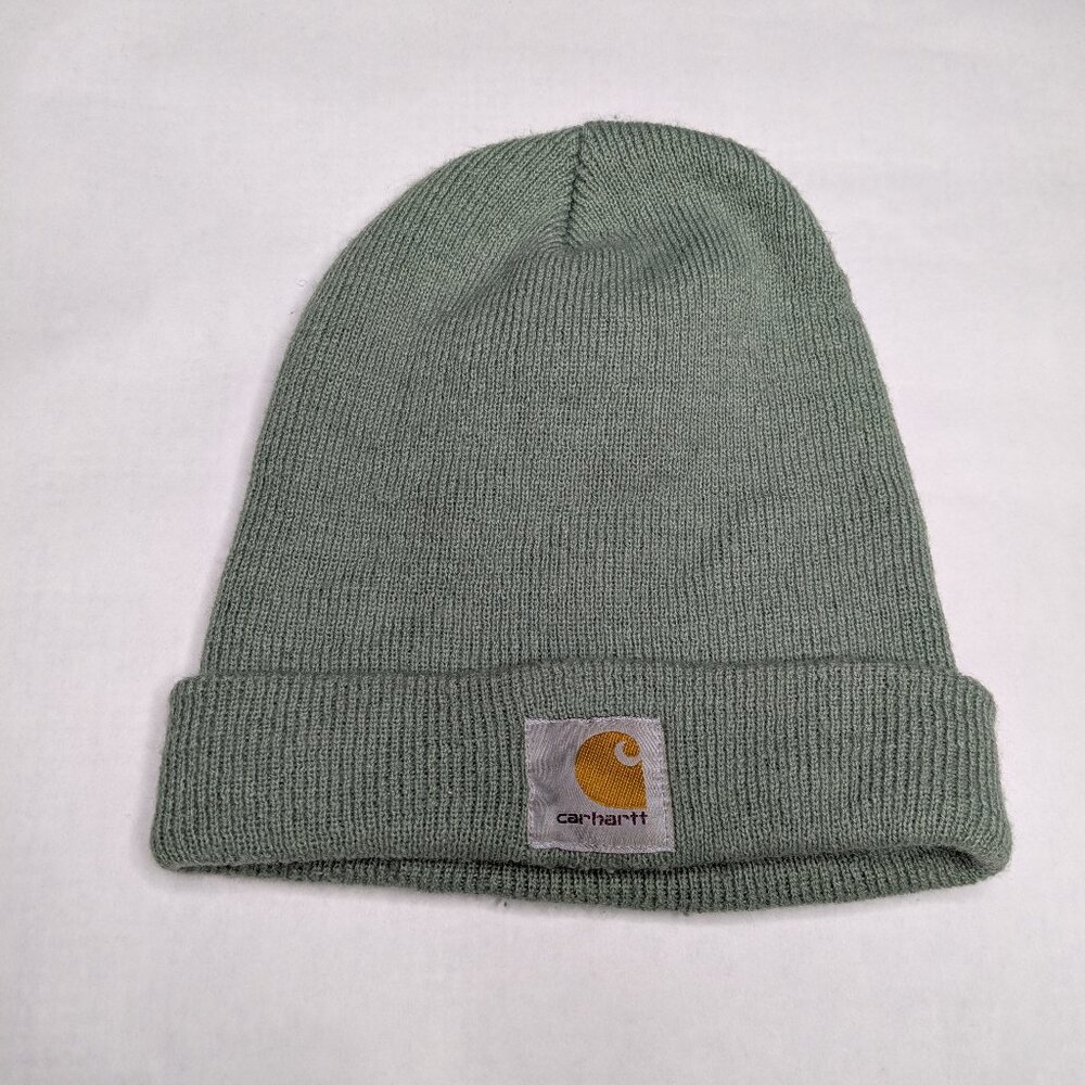 Carhartt Pale Green Beanie Winter Hat 100% Acrylic One Size Winter Cozy Outdoor